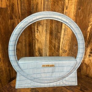 Jacquemus Sky Blue Croc-Embossed Circle Bag